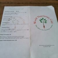 front menu at World Vegetarian Cafe in Elsternwick