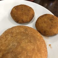 Dal kachori and aloof tiki at Jeevans Sweets in Bristol