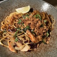 Stir fried noodles with vegan shrimps  at Clear Head - Lehka Hlava in Prague