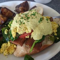 Veggs Benedict with Homefries at Lake Effect Diner in Buffalo