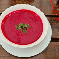 Good beetroot based soup at Bar Alternatywa in Hel