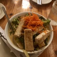 Coconut curry hot pot. So many veggies and delicious tofu, but be warned: it’s quite spicy! at Five Loaves Cafe in Charleston