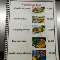 Menu at Miss Thuy Vegetables - Food Stall in Hoi An
