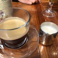 Coffee with oat milk  at De Herbivoor in Groningen