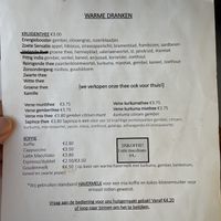 Menu  at De Herbivoor in Groningen