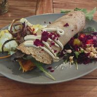 Sweet potato spelt wrap at De Herbivoor in Groningen
