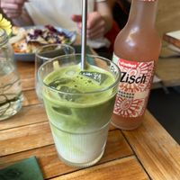 Matcha and rhubarb lemonade🍵  at De Herbivoor in Groningen