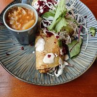 Wrap with side soup at De Herbivoor in Groningen