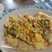 Spartichoke crepe with added tofu scramble & vegan hollandaise! at Beerline Cafe in Milwaukee