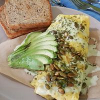 Green's Sun Zenith cromelette (on our own plate) at Beerline Cafe in Milwaukee