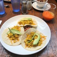 Tofu scramble with avocado breakfast tacos at Beerline Cafe in Milwaukee