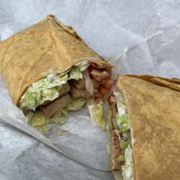Tempeh V.L.T. on a GF wrap at Green Street Market in Rio Grande
