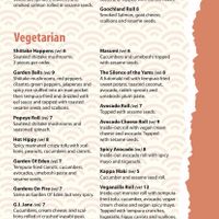 the veg sushi menu! at Sticky Rice in Richmond