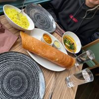 vegetable korma w lime rice and dosa  at Indian Temptation in Bath