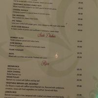 Menu at Indian Temptation in Bath