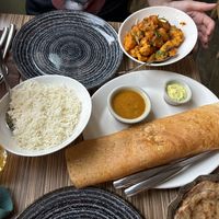 Masala dosa, aloo gobi, paratha and rice  at Indian Temptation in Bath