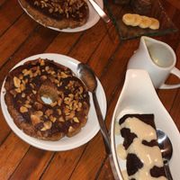 vegan donuts, raw chocolate brownie and orange chocolate cake  at Alkaline Restaurant in Canggu
