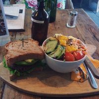 Black bean burger + salad - Motion Cafe at Motion Cafe in Canggu