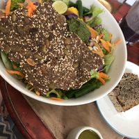 Sweet Potato Salad with Hemp Bread at Motion Cafe in Canggu