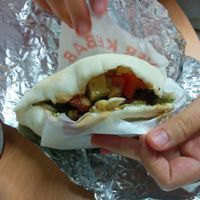 Falafel and eggplant creme sandwich to go at Ibras Bistro in Dresden