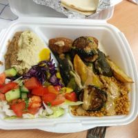 Vegan plate to go at Ibras Bistro in Dresden
