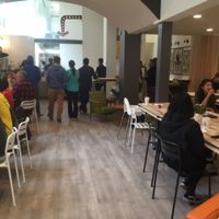 clean, bright interior with seating limited at busy times (room for ~30) at VeganBurg in San Francisco