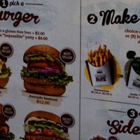 menu at VeganBurg in San Francisco