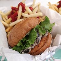 With mushrooms at VeganBurg in San Francisco