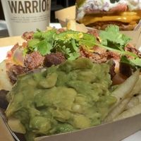 Carne Asada Fries and Chick’n Buffalo Burger  at VeganBurg in San Francisco
