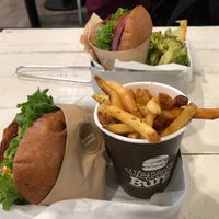 Beetroot avocado and creamy shrooms at VeganBurg in San Francisco