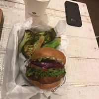 Avocado beetroot burger at VeganBurg in San Francisco