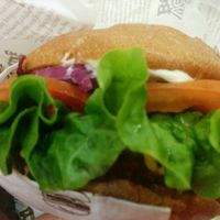 Delicious avocado beetroot burger at VeganBurg in San Francisco