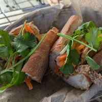 Vegan ban mi is delicious - just hold the aoli. at Kim's Cafe and Sandwiches in Berkeley