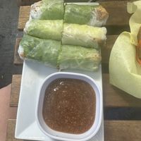 Spring roll with lemongrass tofu and vegan sauce  at Kim's Cafe and Sandwiches in Berkeley