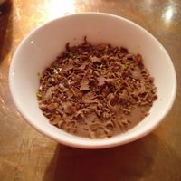 Vegan chocolate mousse with chilli at In Bocca Al Lupo in Lisbon