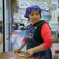 All these yummy food made by Grandma's hands with full of love.  at SaRangBunSik - 사랑분식 in Seoul