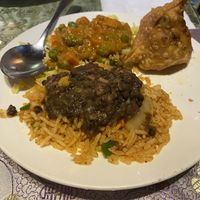 Curries with vegetables biryani and samosa  at Gurkha 구르카 in Seoul