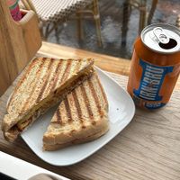 Vegan Haggis & Cheese Toastie w/ Brown Saucee  at Bobby's Sandwich Bar in Edinburgh