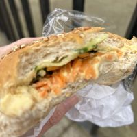 Houmous carrot olive sandwich   at Bobby's Sandwich Bar in Edinburgh