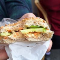 Olive, Cucumber, hummus and carrot roll at Bobby's Sandwich Bar in Edinburgh