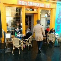 outside at Bobby's Sandwich Bar in Edinburgh