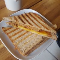 Vegan haggis and cheese toastie at Bobby's Sandwich Bar in Edinburgh