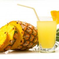 Pineapple juice Very few people know that pineapple is the second most favourite tropical fruit in the world. Fresh pineapple juice has adequate quantity of vitamins, enzymes and minerals which are good for overall development of health.   at Green Hutts Natural Juice Bar and Vegan Restaurant in Akuse