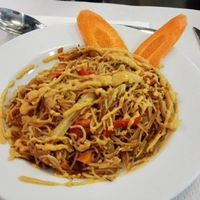 Vegan version of Fideua (Valencian noodles dish) this dish is from the daily set meal not from a la carte at The Mantraa in Barcelona