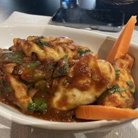 Special momos meal (w/ spicy indian tomato sauce)  at The Mantraa in Barcelona