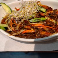 Buckwheat noodles and greens, chinese style recipe at The Mantraa in Barcelona