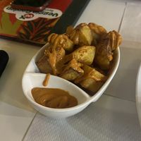Lovely potatas bravas  at The Mantraa in Barcelona