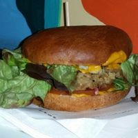 seitan burger at The Mantraa in Barcelona