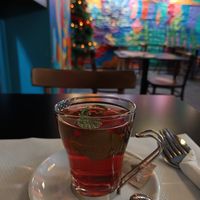 Rosy-mint herbal tea at The Mantraa in Barcelona
