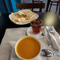 Coconut and carrot soup at The Mantraa in Barcelona